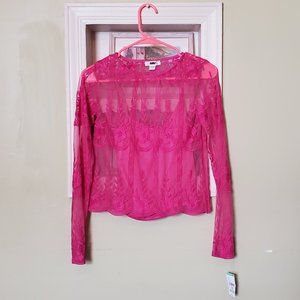 Pink 'Lace' Crop Top